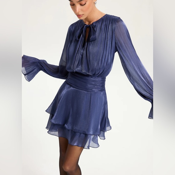 82 Ruched Waist Ruffle Mini Dress - Picture 4 of 6